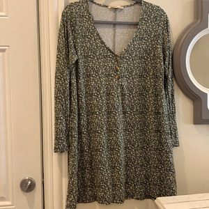 Pull & Bear Long Sleeve Floral Swing Dress